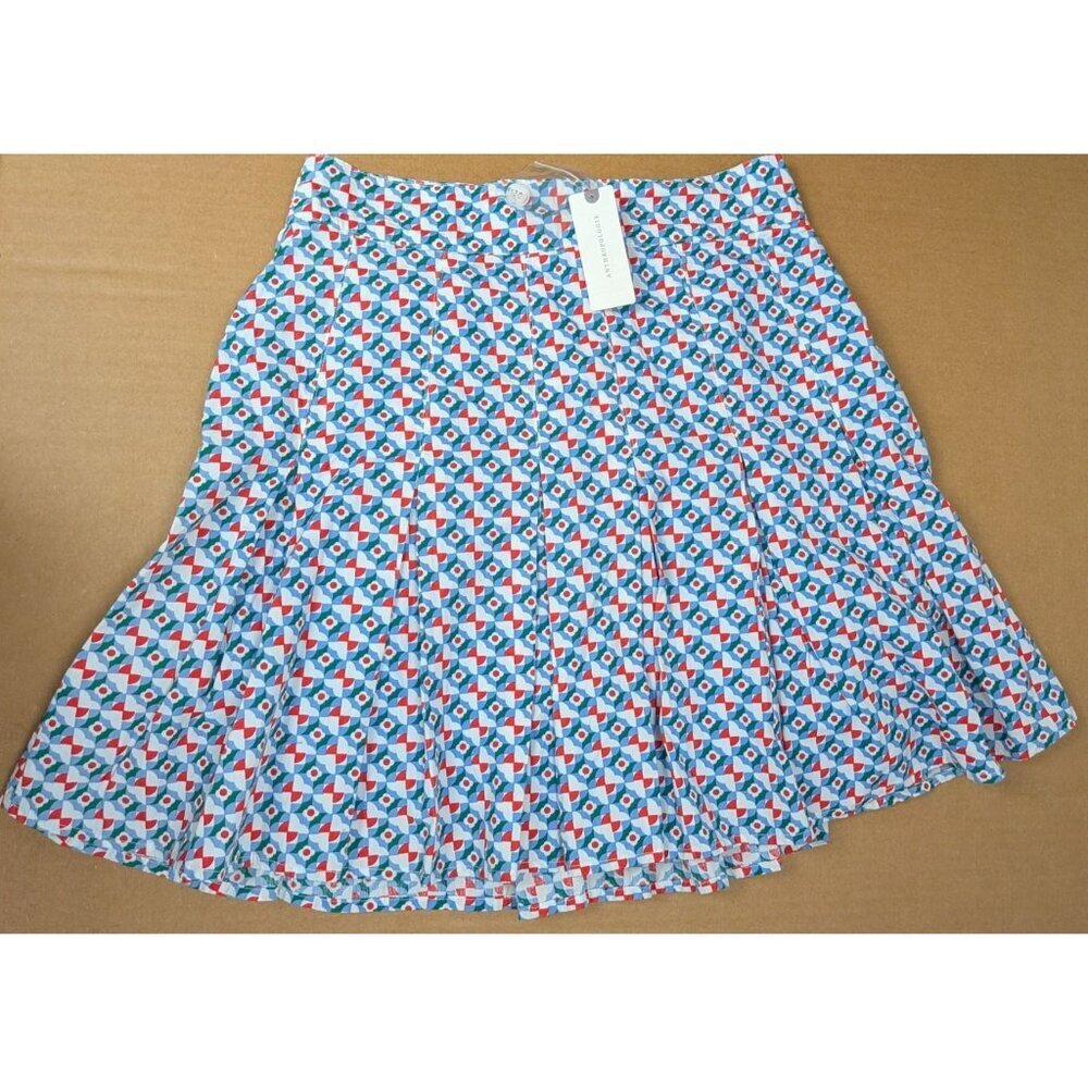 Maeve Anthropologie Pleated Mini Skirt In Blue Size 0 -NEW-